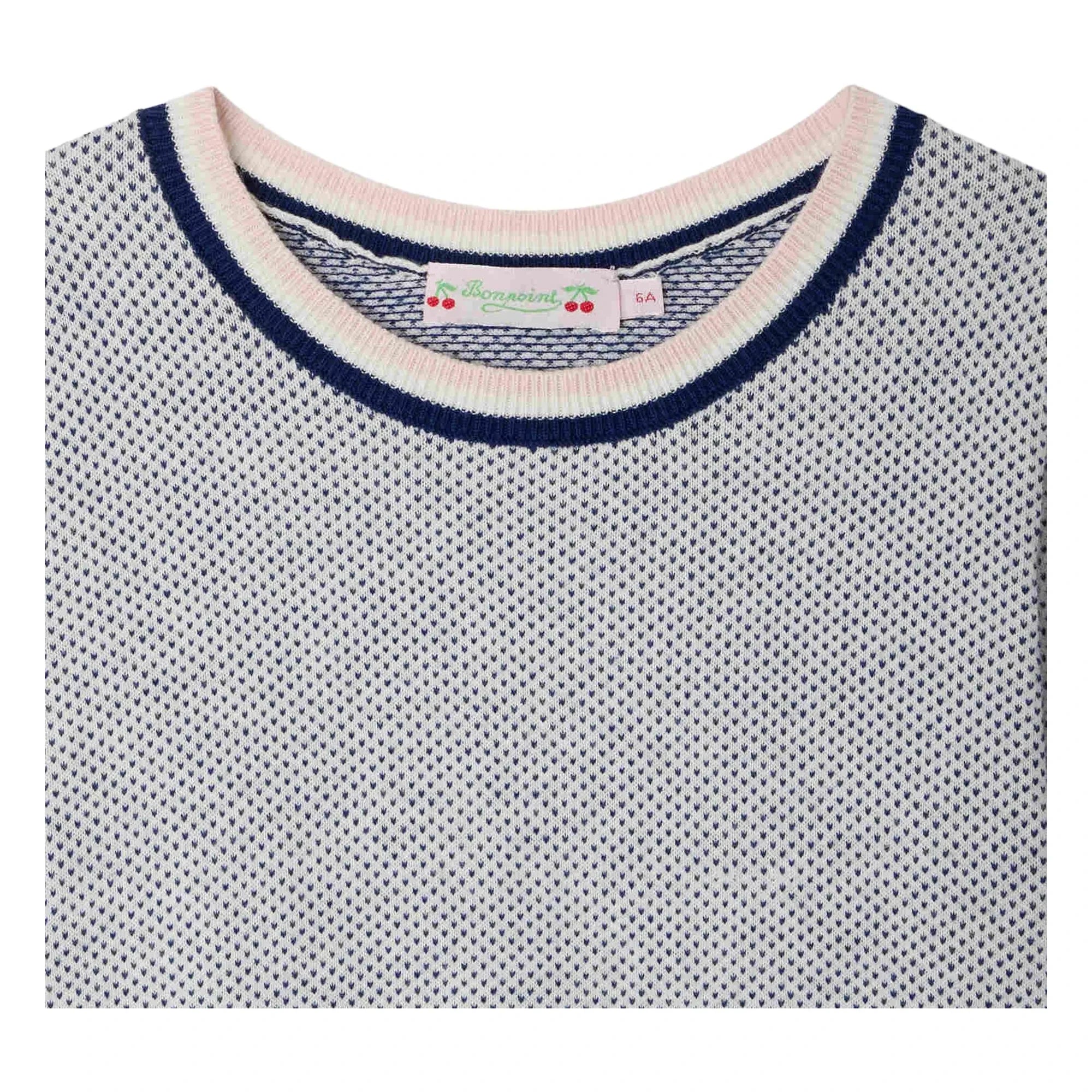 Bonpoint - Fine Knit T-shirt Limette Organic Cotton | Blue