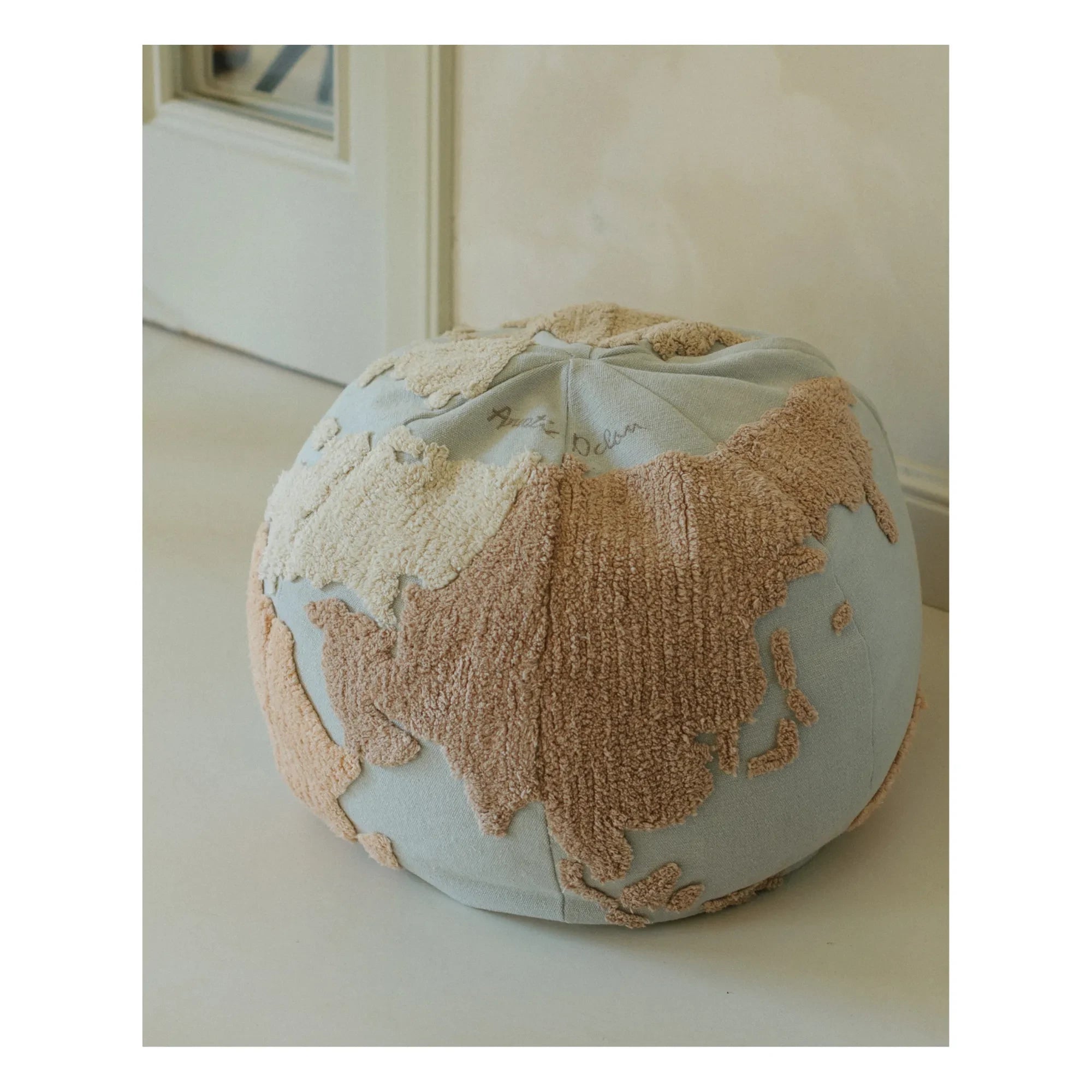 Lorena Canals - World Map Pouf | Light Blue