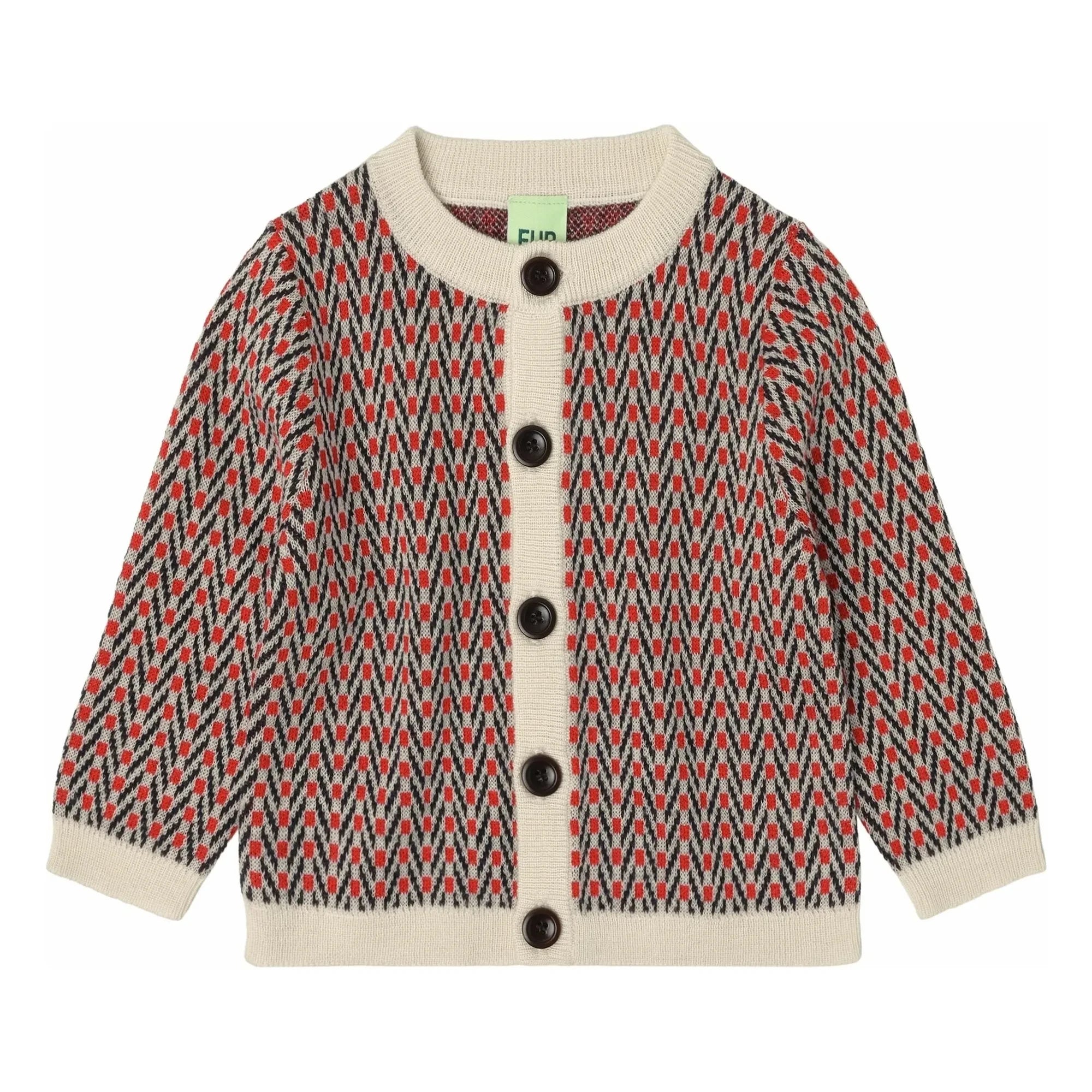 FUB - Ecru Merino Wool Chevron Cardigan