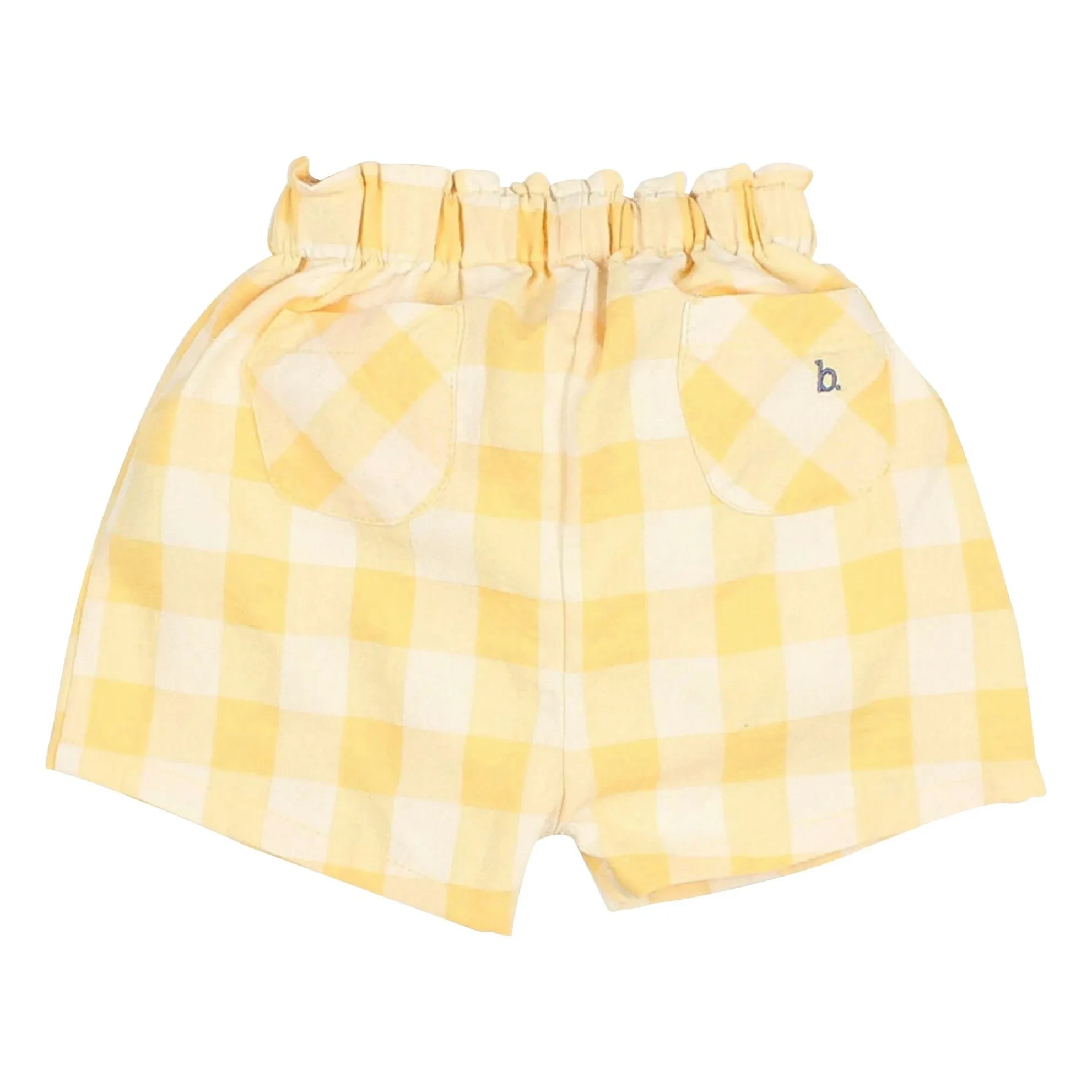 Búho - Yellow Gingham Seersucker Organic Cotton Shorts