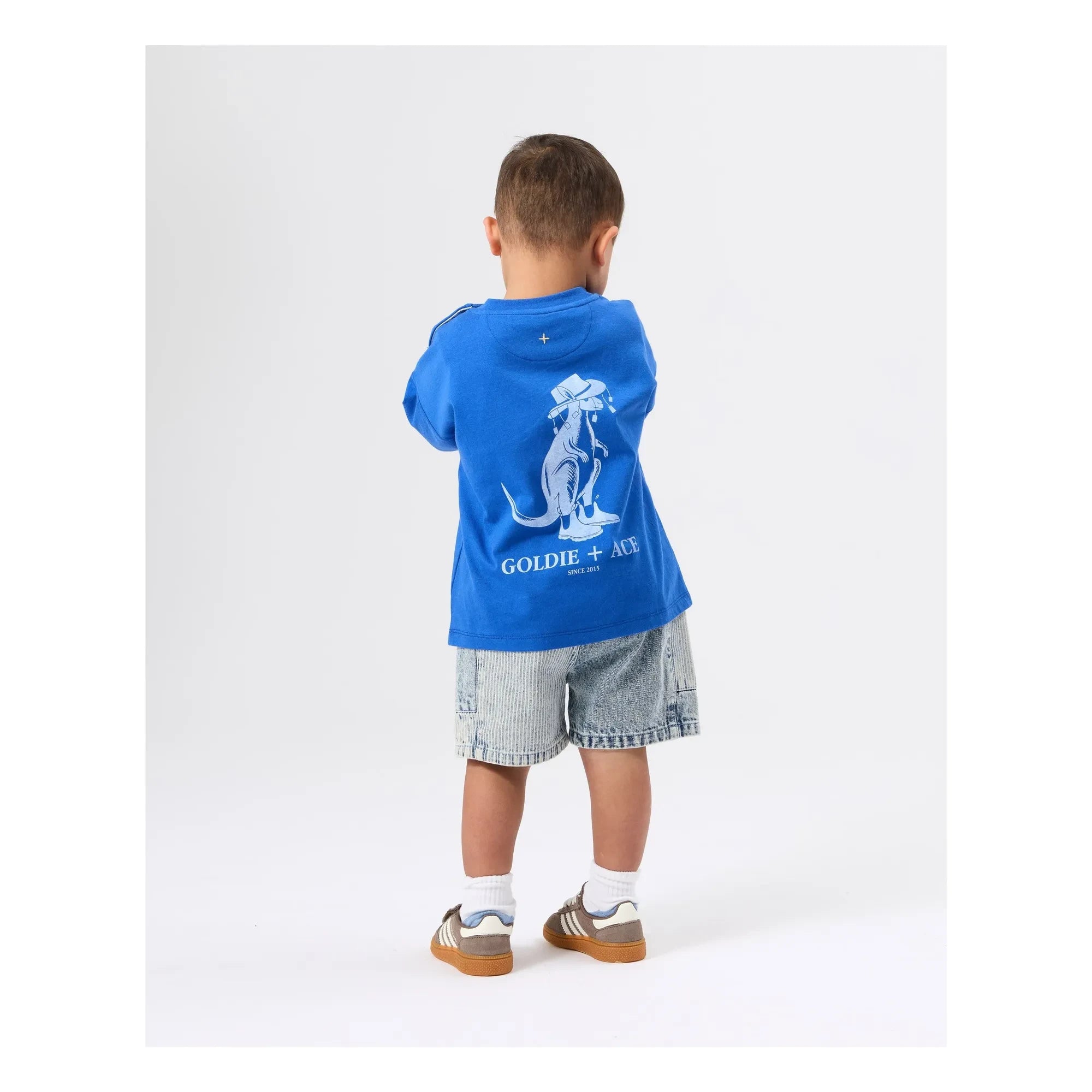 Goldie + Ace - Striped Denim Shorts | Blue