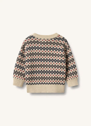 Wheat - Harlow Organic Cotton Baby Jacquard Sweater | Beige