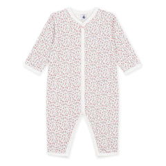 Petit Bateau - Dors Bien Piedsiz Çiçekli Organik Pamuklu Pijama | Beyaz