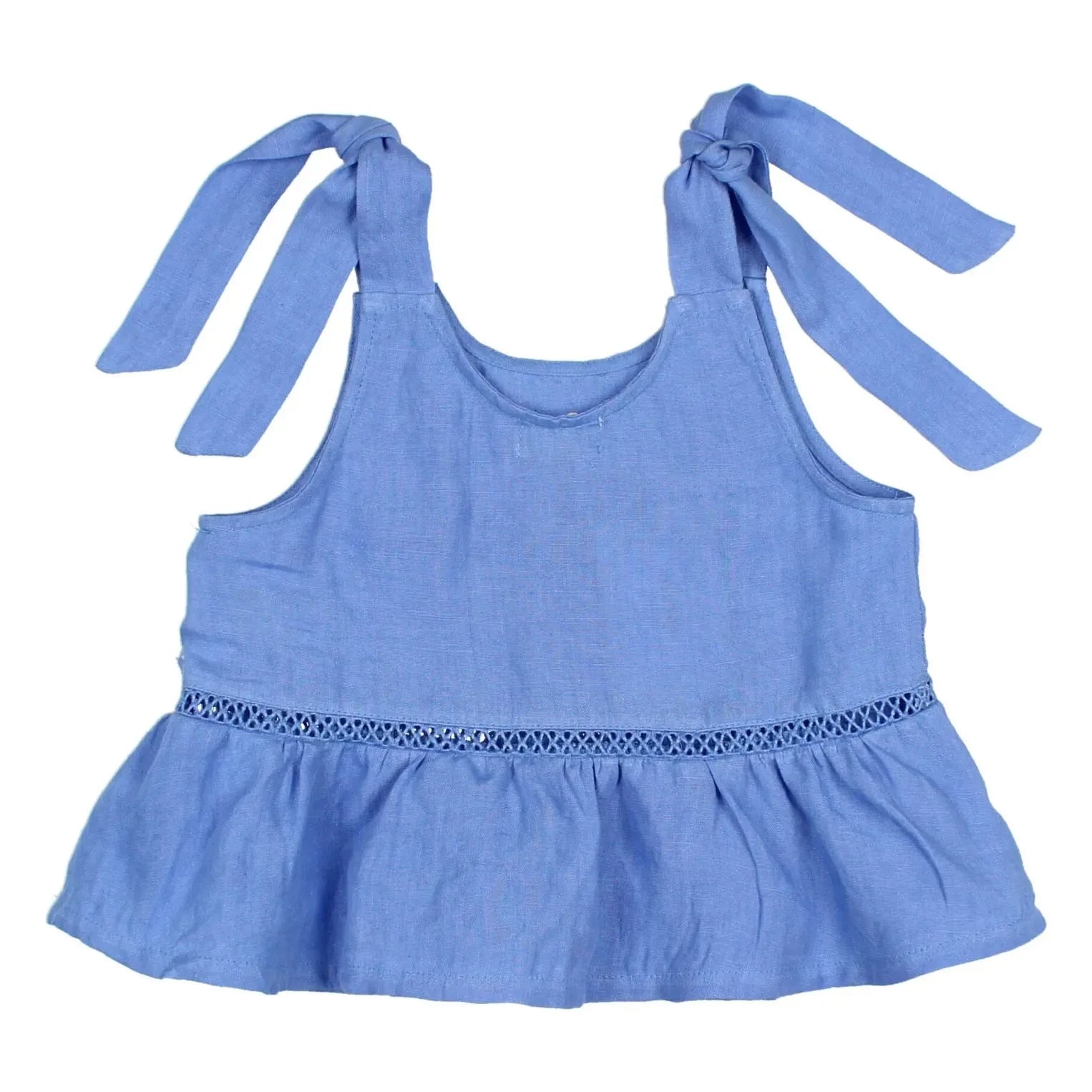 Búho - Linen ruffle top | Light Blue