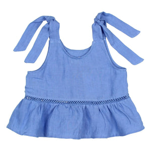 Búho - Linen ruffle top | Light Blue
