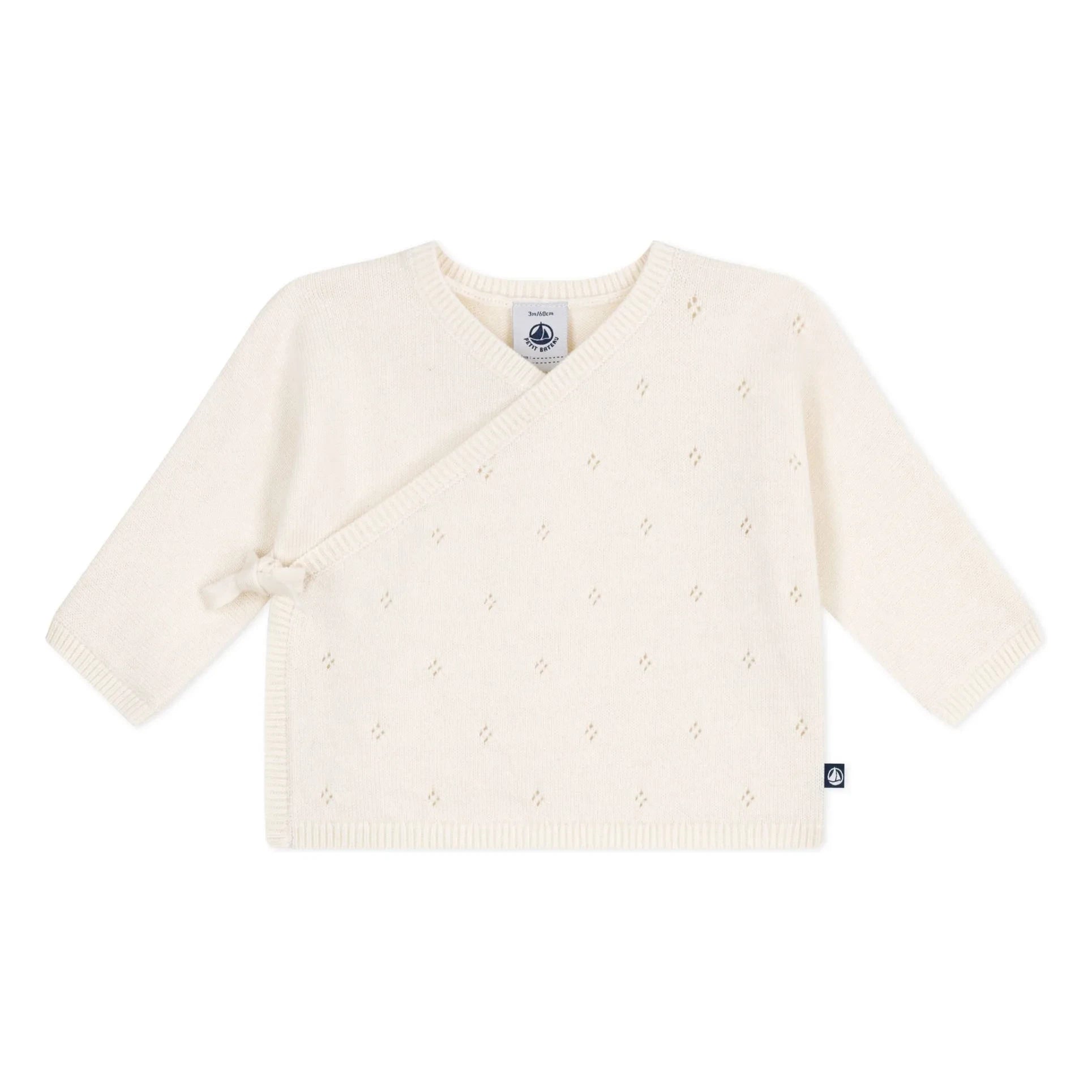 Petit Bateau - Pointelle Wool Cardigan | Ecru