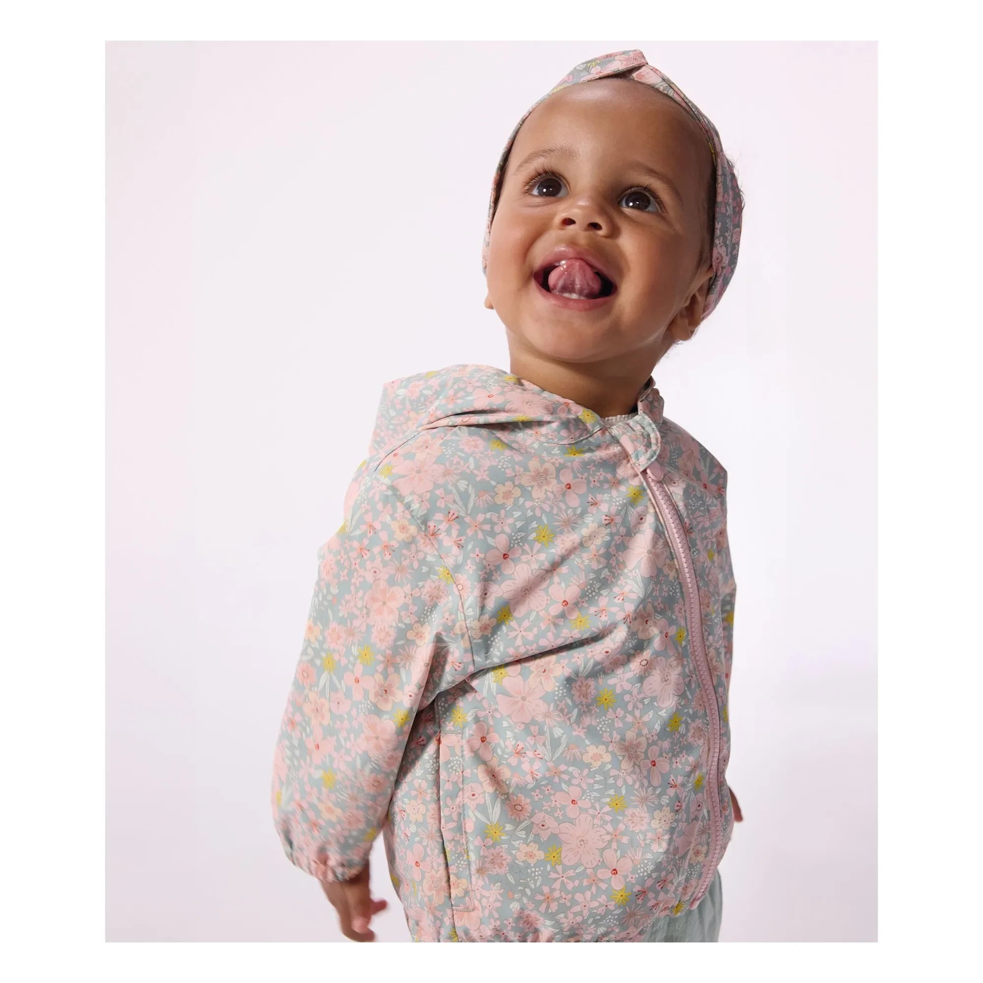 Petit Bateau - Floral Print Windbreaker Recycled Fiber Doll | Turquoise