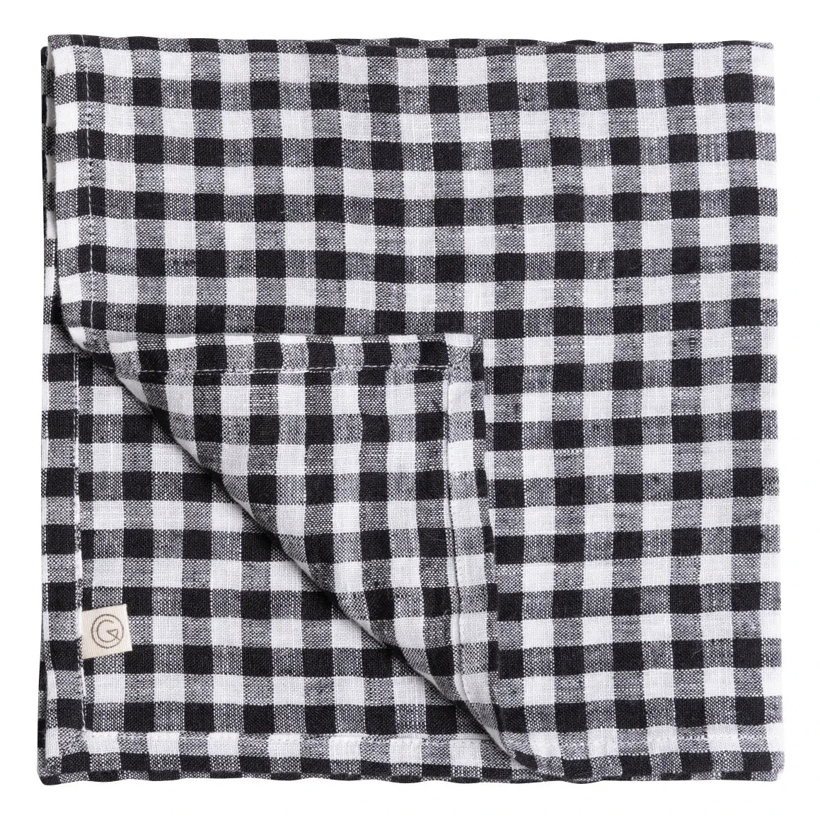Gabrielle Paris - Gingham Yıkanmış Keten Peçete | Siyah