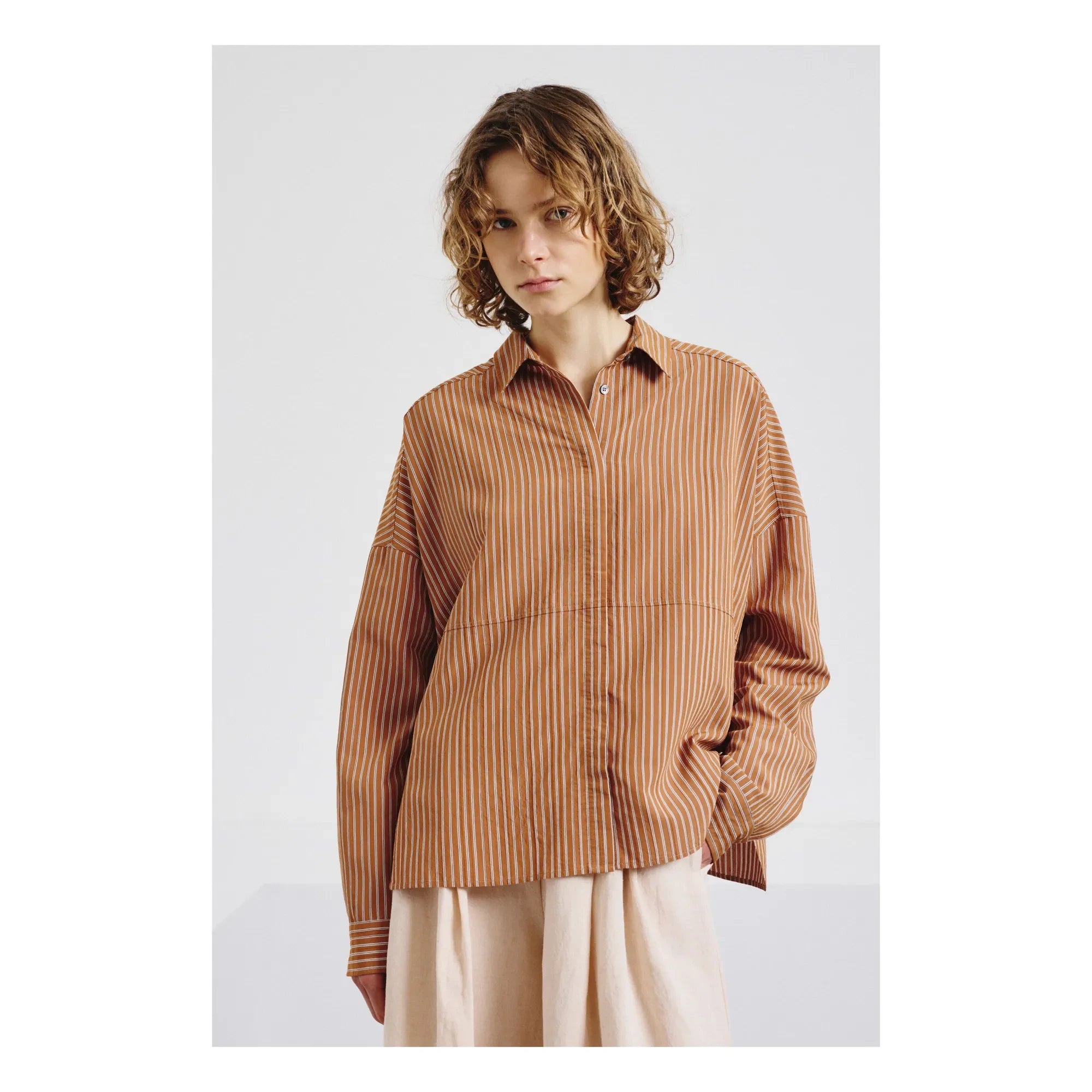 Pomandère - Striped Shirt | Apricot