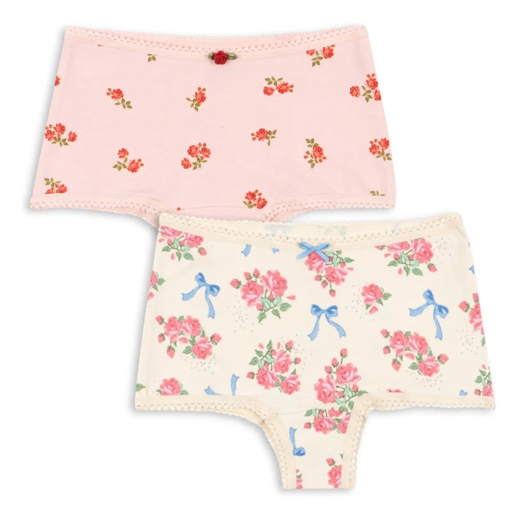 Konges Sløjd - 2-Pack Floral Pattern Organic Cotton Hipster Underwear | Powder Pink