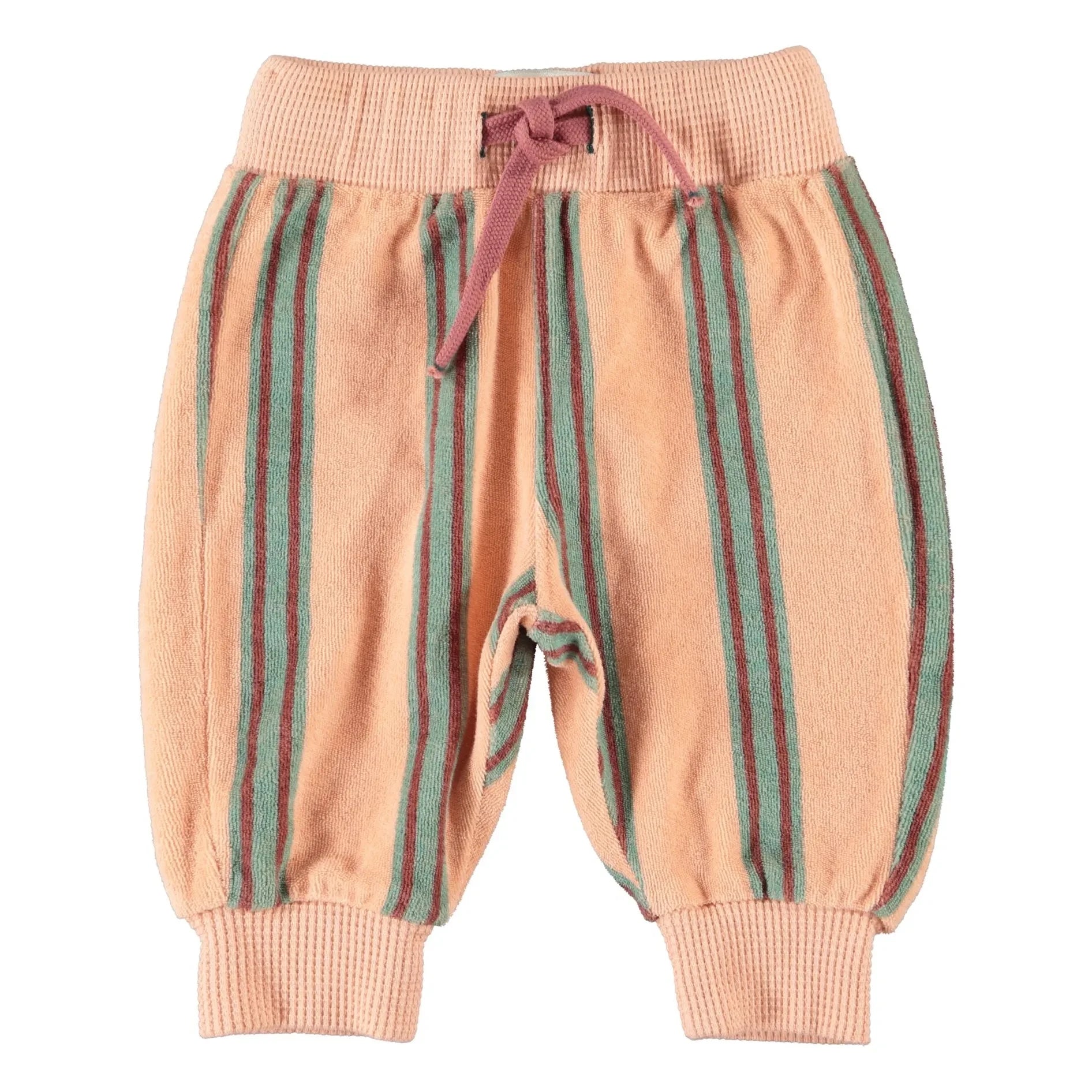 Piupiuchick - Organik pamuklu havlu kumaş çizgili jogger pantolon | Pembe