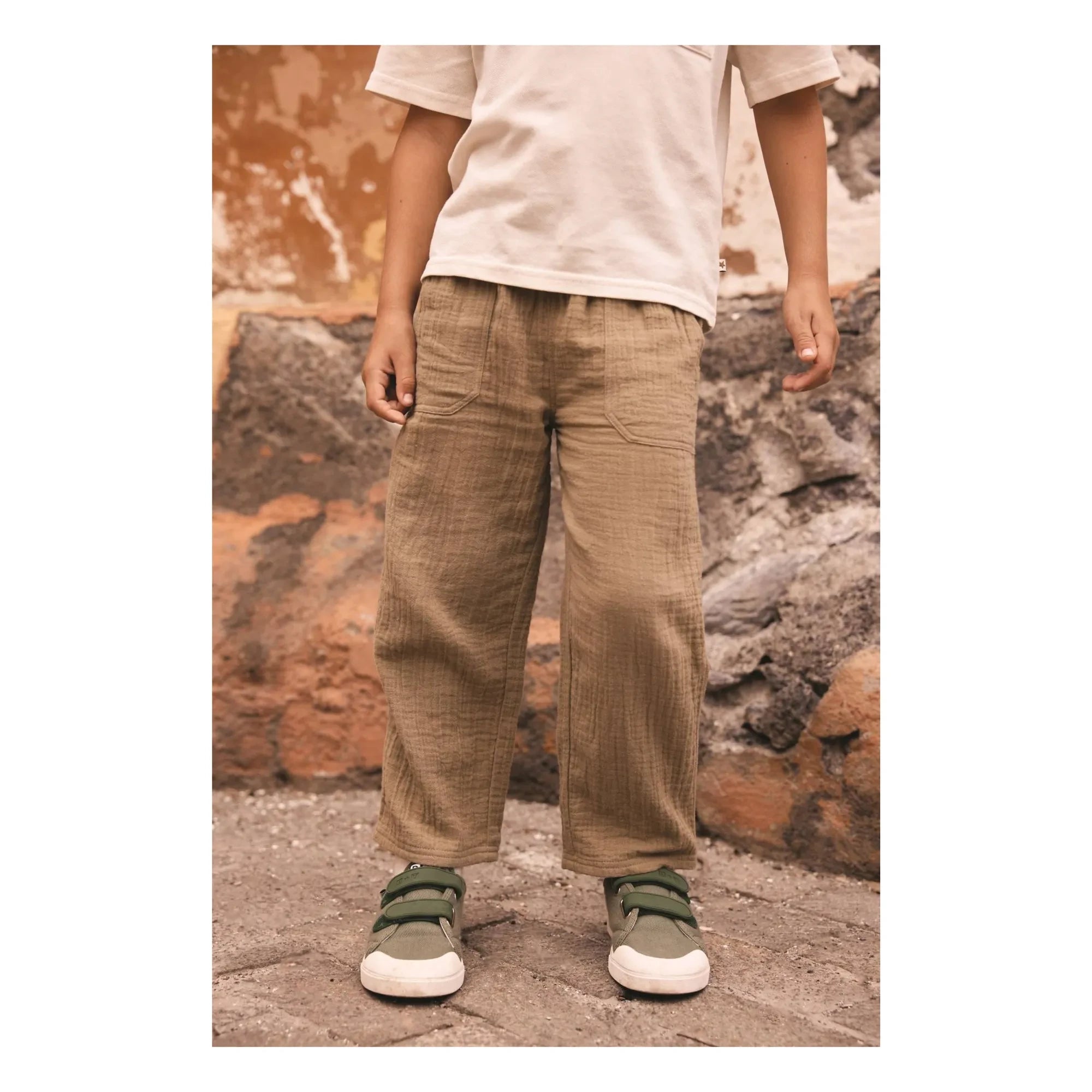 Bonton - Nils Cotton Gingham Pants | Khaki