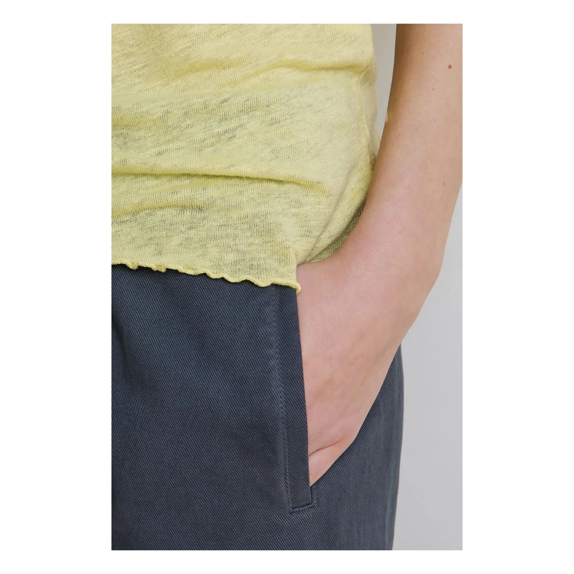 Hod - Navy blue linen tank top | Lemon yellow