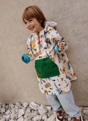 Hello Hossy - Rock n Fire Raincoat | White