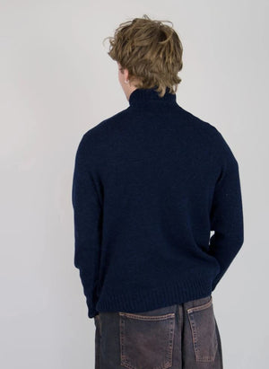 Origin Knitwear - Seamless Wool Turtleneck Sweater | Navy