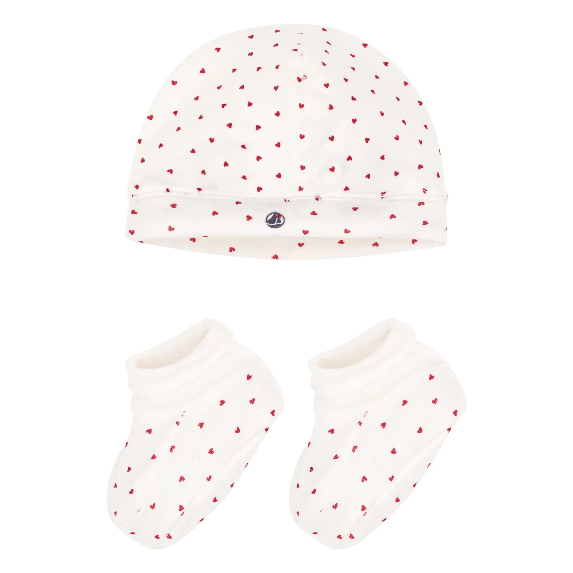 Petit Bateau - Organik Pamuk Kalp bere ve patik seti | Ekru