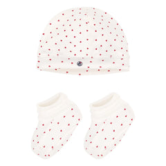 Petit Bateau - Organik Pamuk Kalp bere ve patik seti | Ekru
