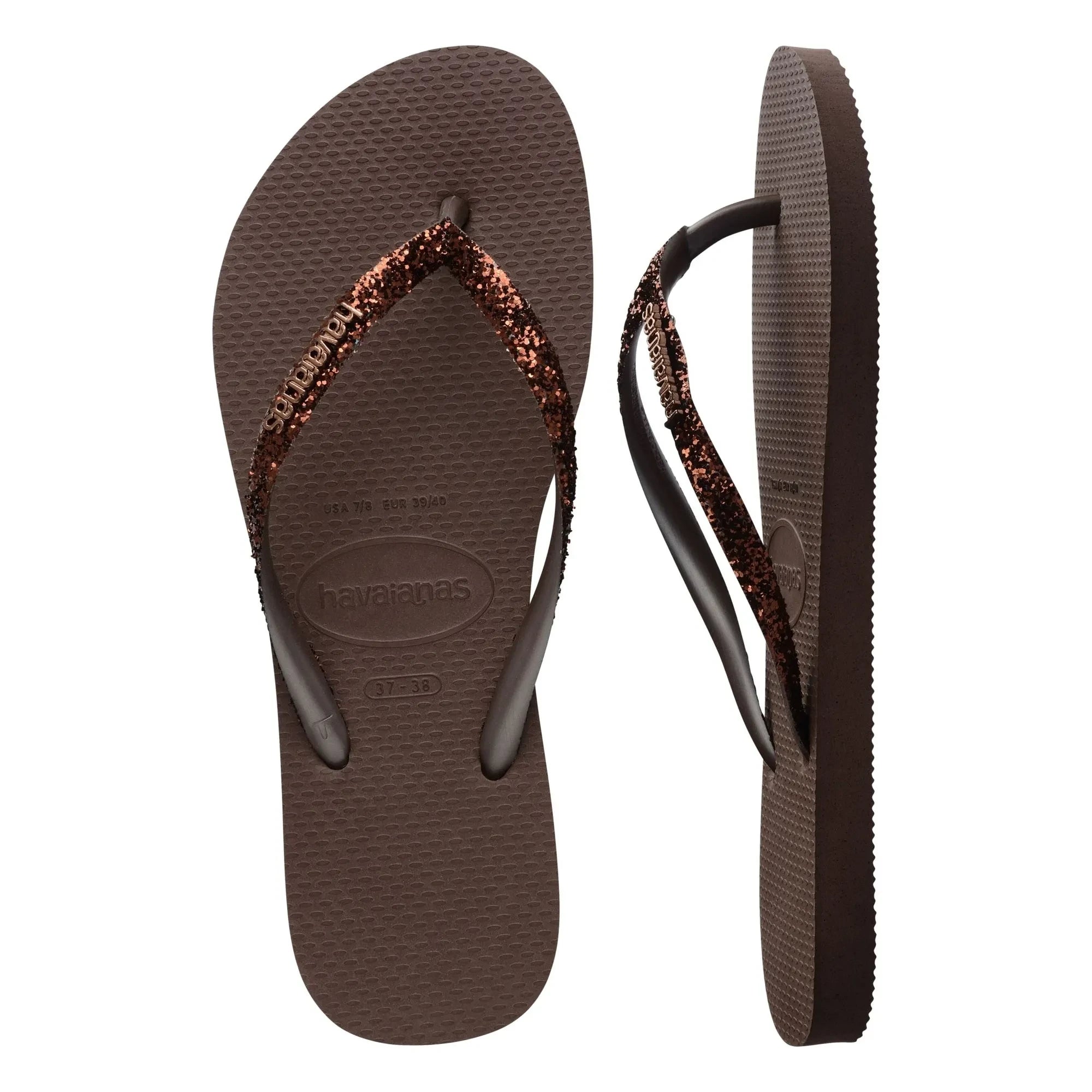 Havaianas - Slim Glitter Slides | Chocolate