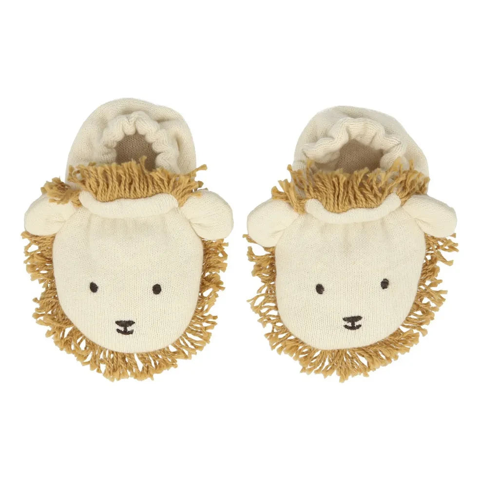 Meri Meri - Organic Cotton Lion Baby Booties | Natural