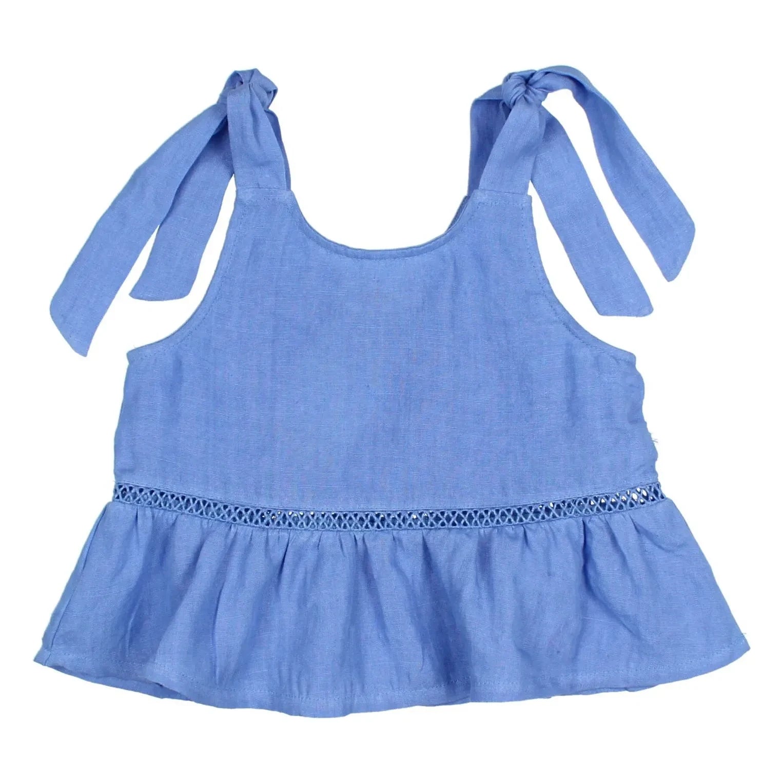 Búho - Linen ruffle top | Light Blue