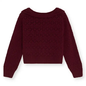 the new society - Luma Pointelle Cardigan | Burgundy