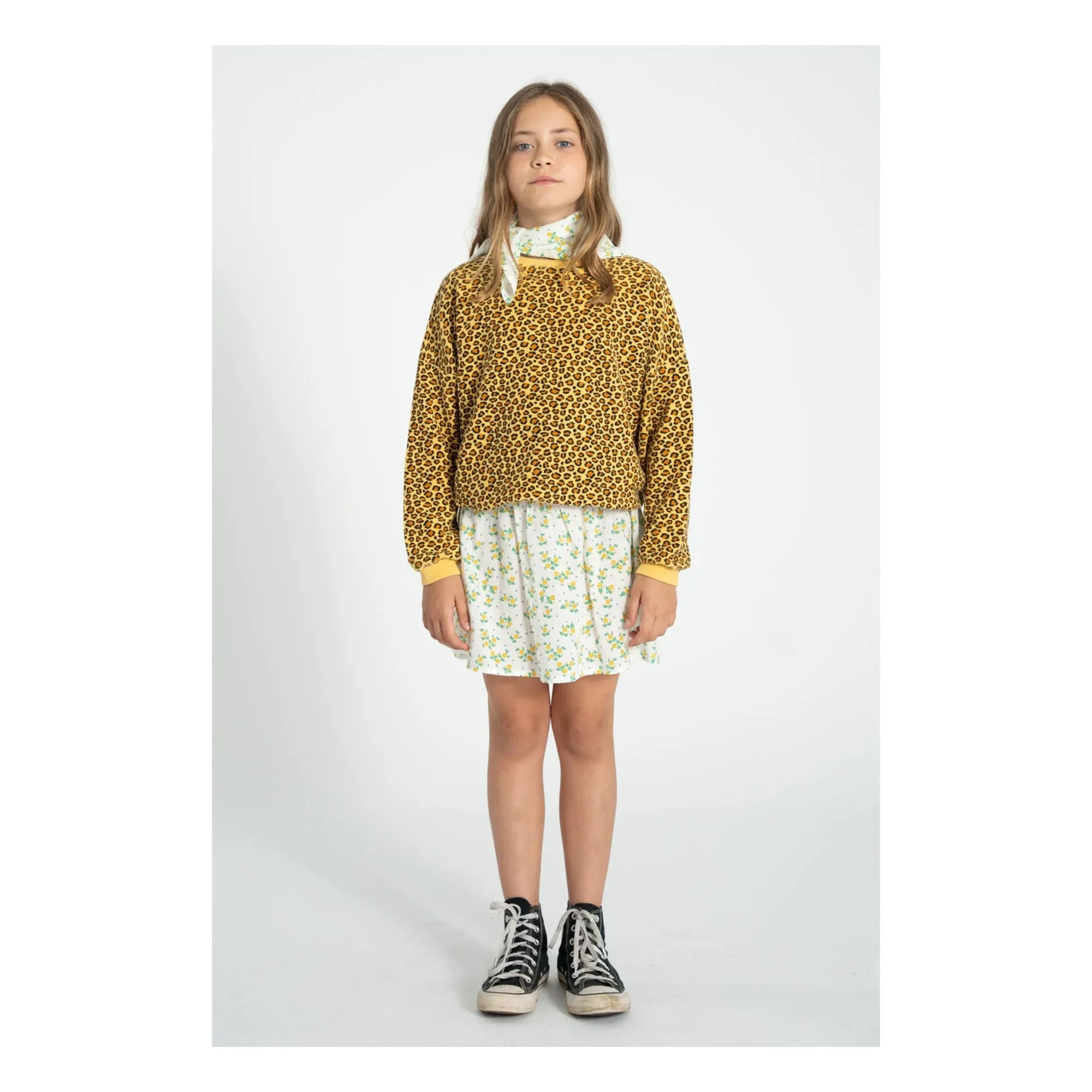 Piupiuchick - Organic cotton floral print short skirt | White