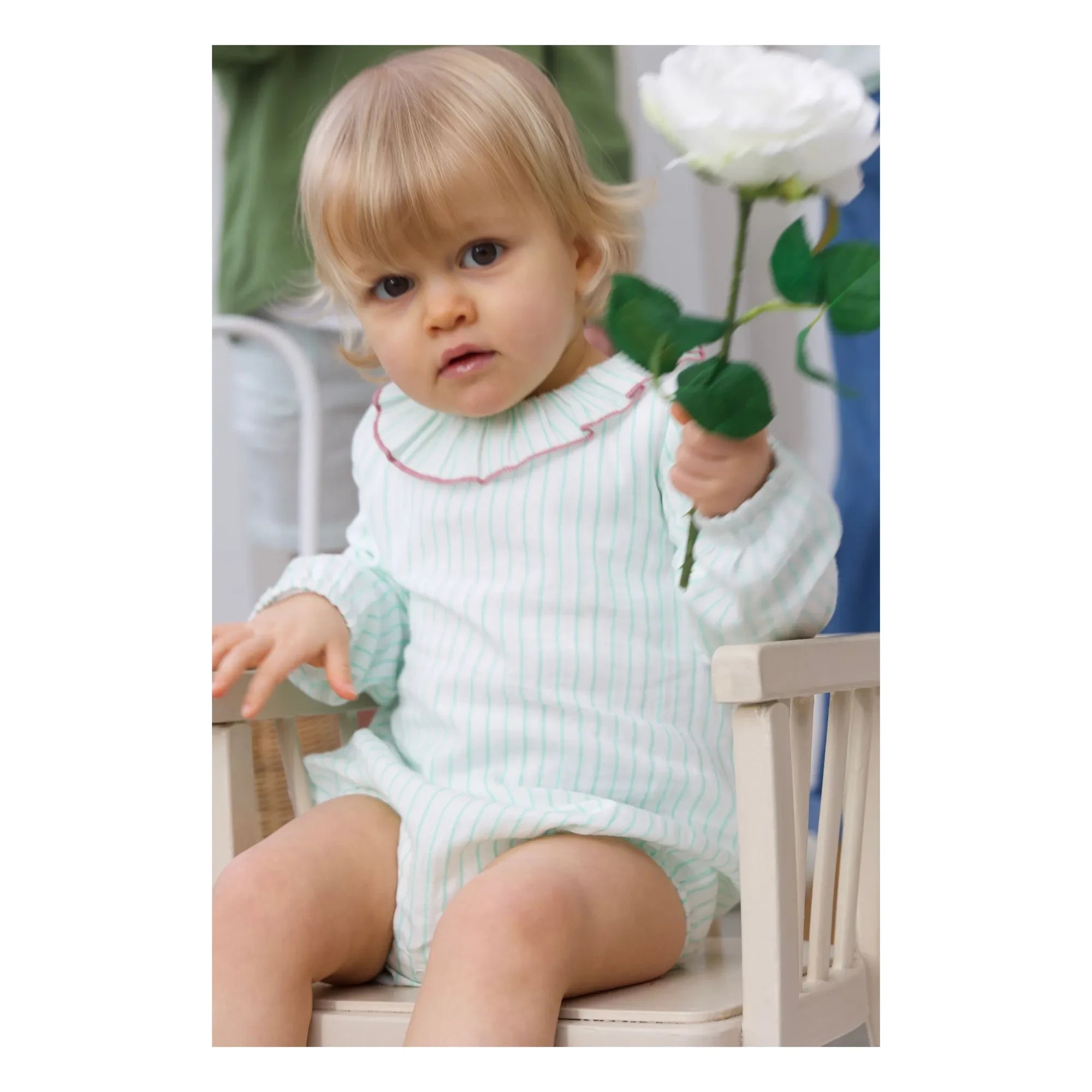 Lililotte - Castille striped organic cotton romper | Mint Green
