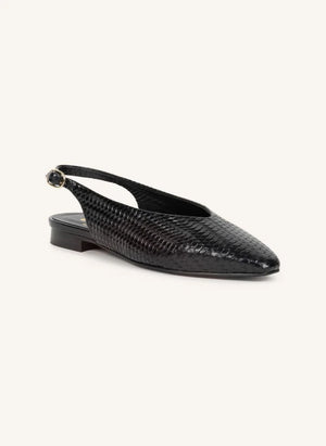 Bobbies - Anouk Knitted Leather Ballerina | Black