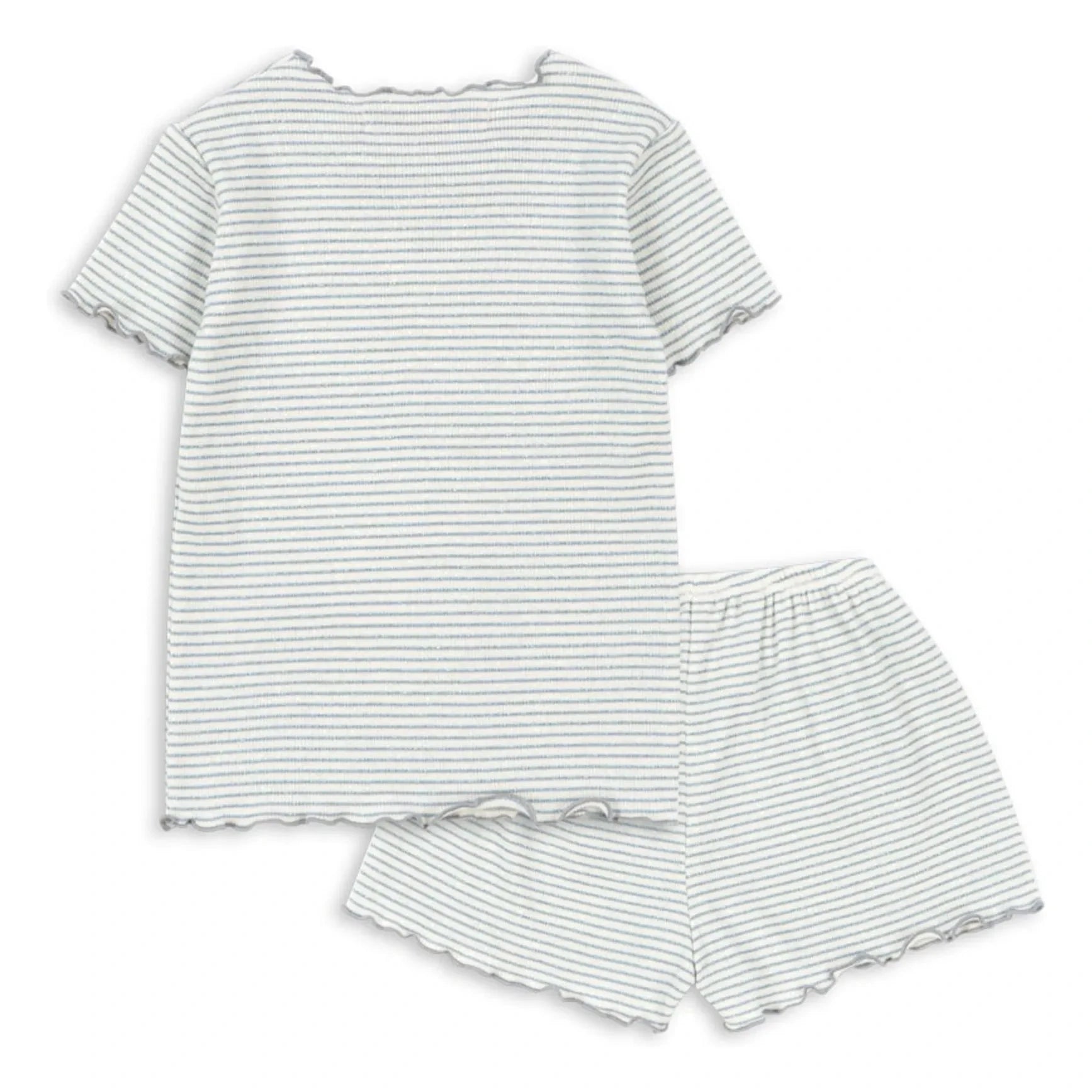 Konges Sløjd - Ribbed Organic Cotton Striped T-shirt and Shorts Set | Blue