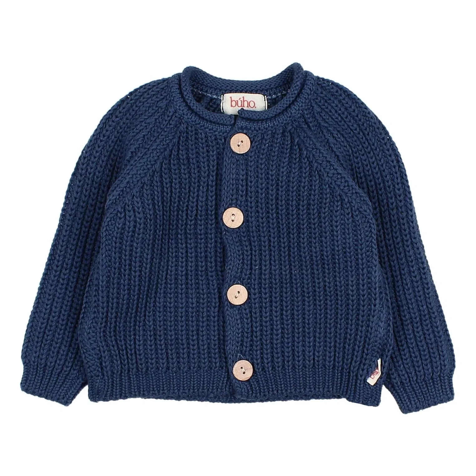 Búho - Organic Cotton Ribbed Côtes Cardigan | Navy