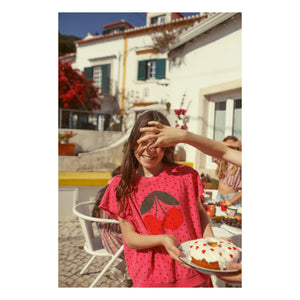 Piupiuchick - Cherry Organic Cotton Sleeveless Sweatshirt | Fuchsia