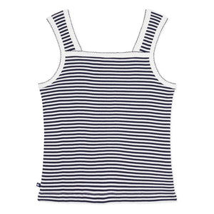 Petit Bateau - Striped Ribbed Tank Top | Navy Blue