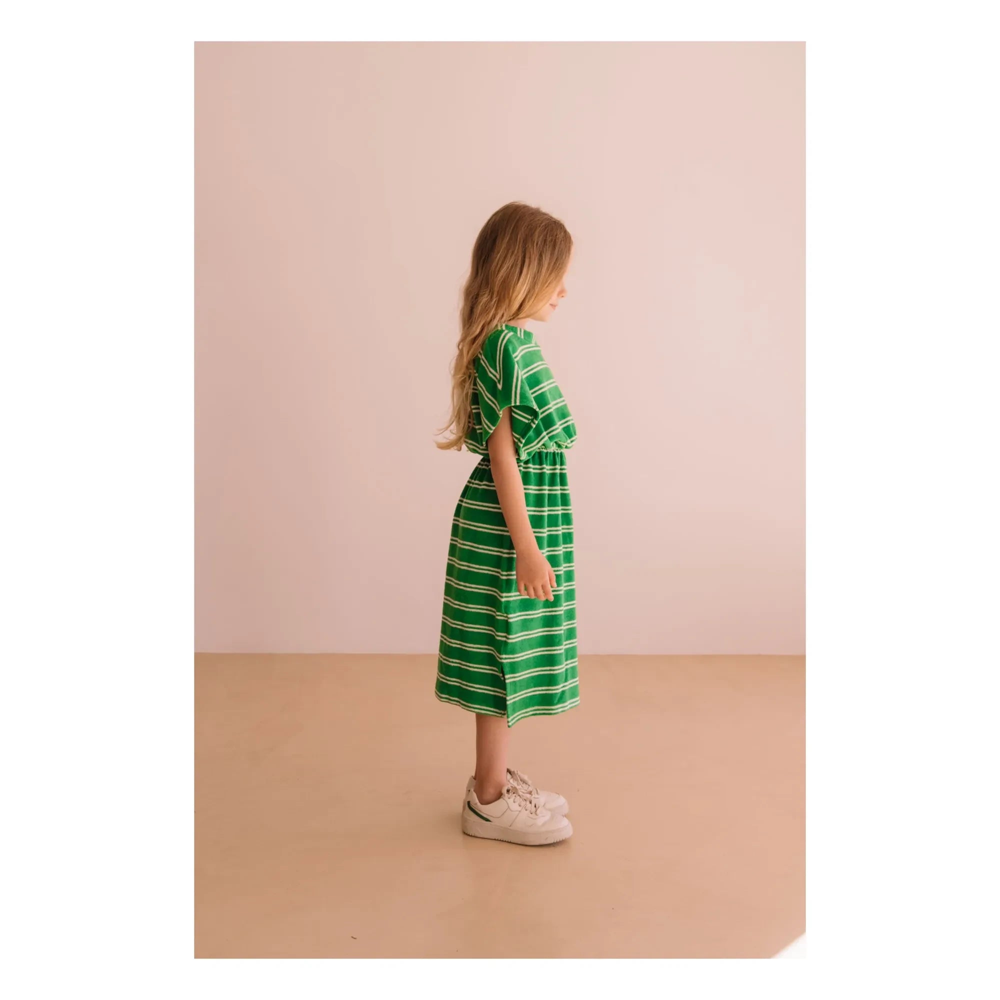 We Are Kids - Green Striped Organic Cotton Terry Dress