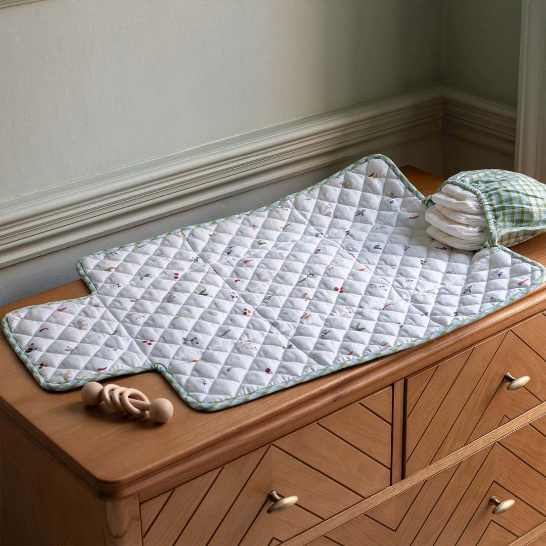 Avery Row Cotton Travel Baby Changing Mat - Greenhouse Gingham-Travel Changing Mats-Greenhouse Gingham- | Natural Baby Shower