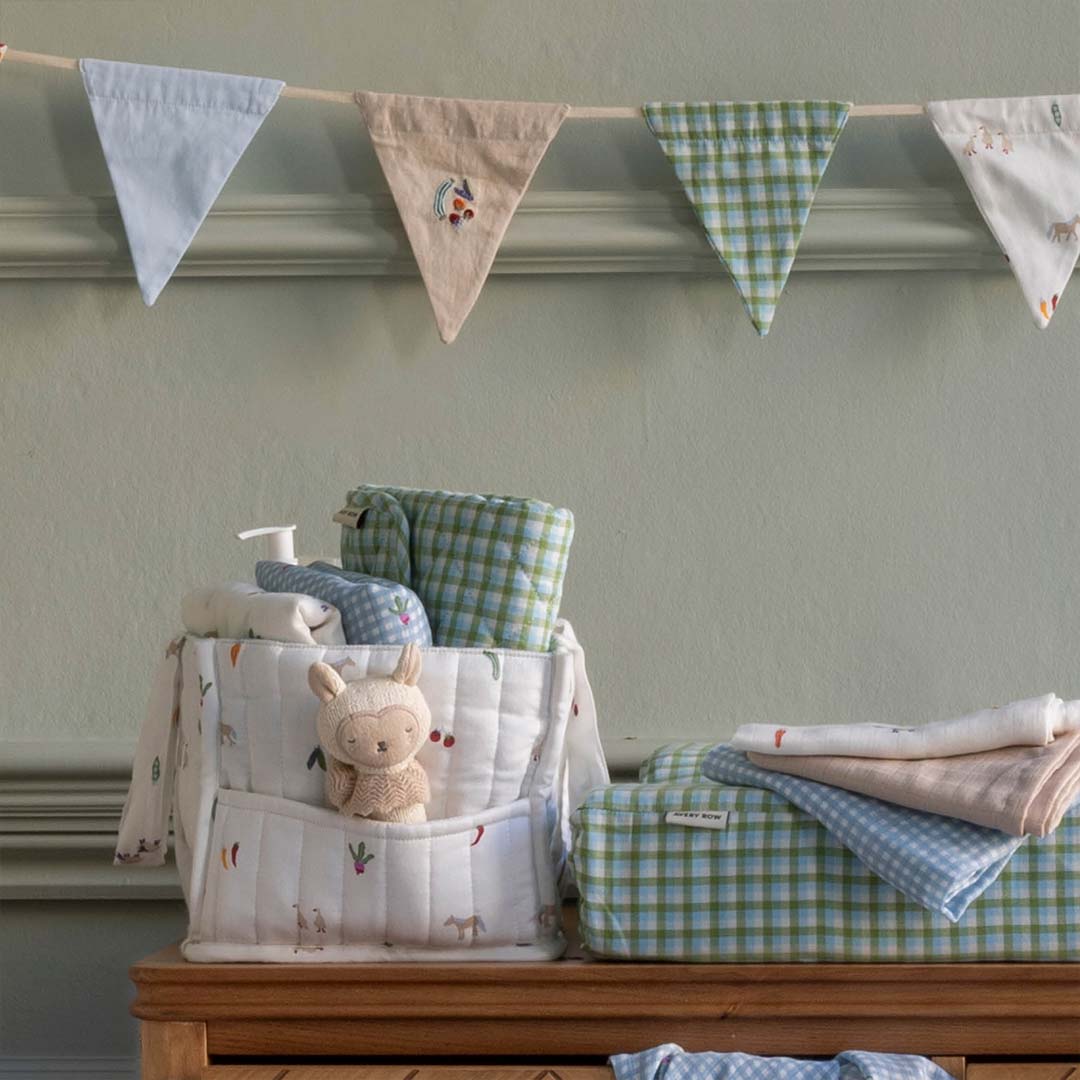 Avery Row Cotton Travel Baby Changing Mat - Greenhouse Gingham-Travel Changing Mats-Greenhouse Gingham- | Natural Baby Shower