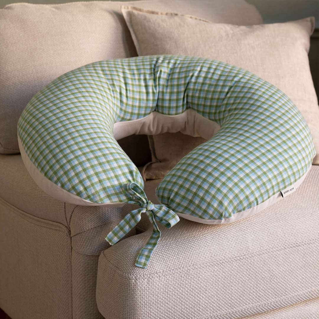 Avery Row Nursing Pillow - Greenhouse Gingham-Nursing Pillows-Greenhouse Gingham- | Natural Baby Shower
