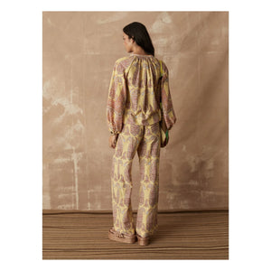 Boteh - Calico Büzgülü Pamuk Bluz | Limon sarısı