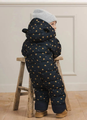Töastie - Waterproof Flower Pattern Cloud Jacket | Dark Blue