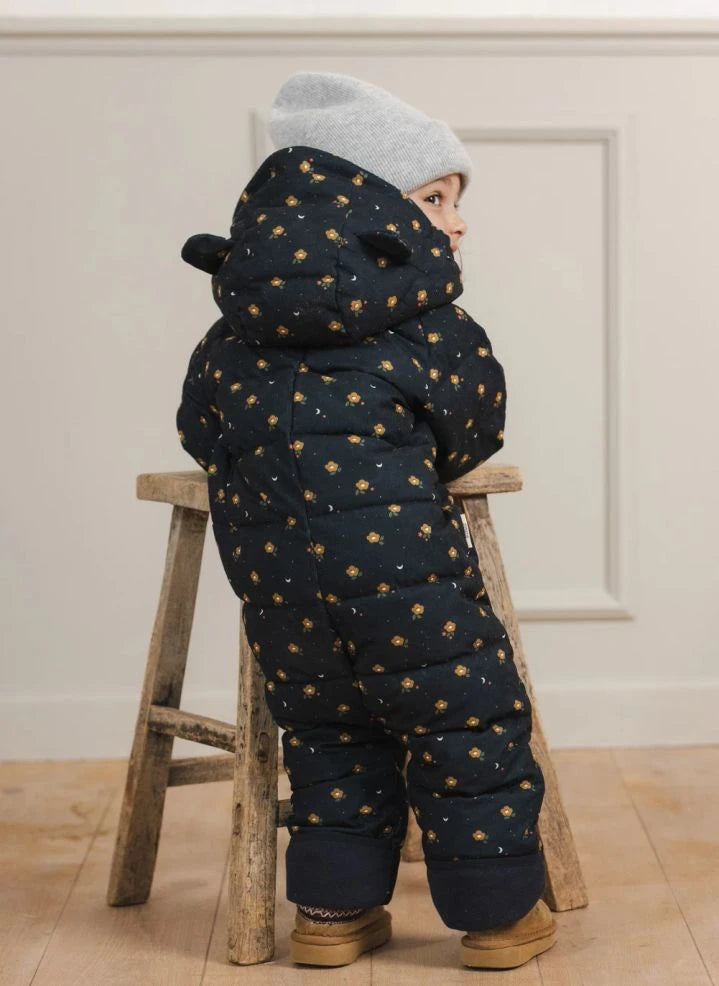 Töastie - Waterproof Flower Pattern Cloud Jacket | Dark Blue