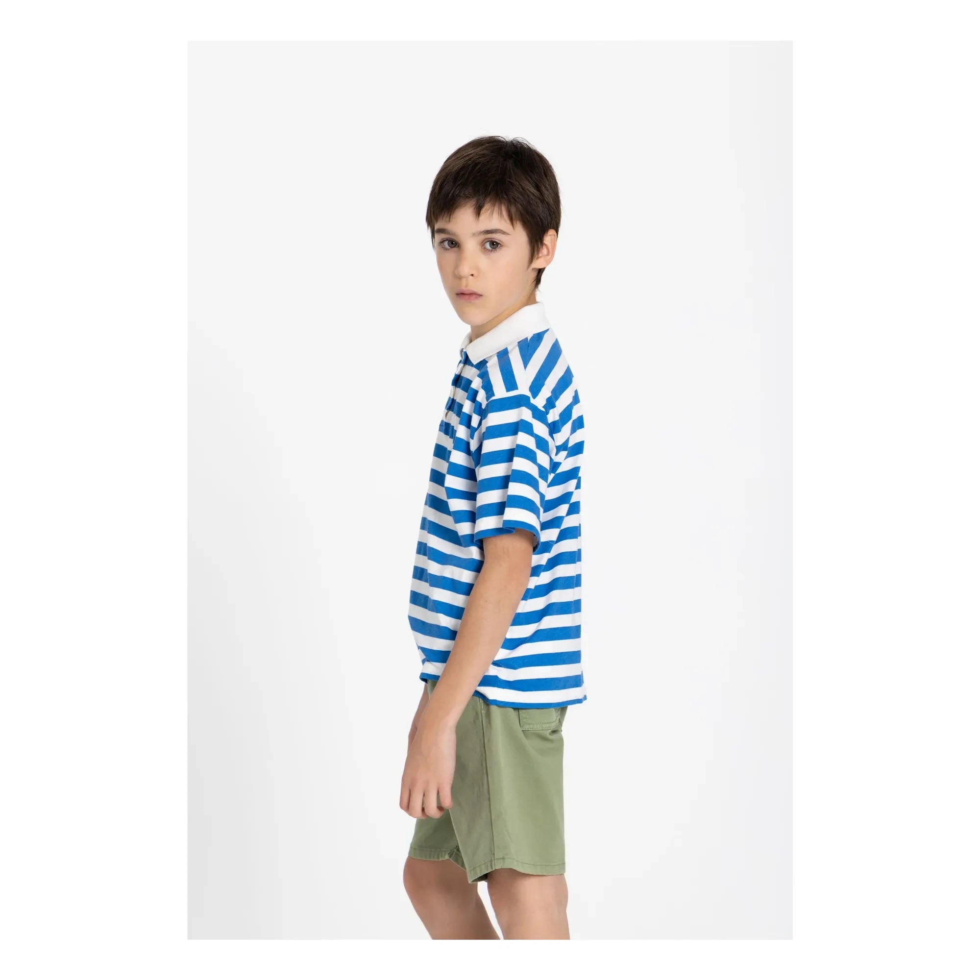 Smallable Kid - Tilo Striped Organic Cotton Polo T-Shirt | Royal Blue