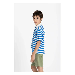 Smallable Kid - Tilo Striped Organic Cotton Polo T-Shirt | Royal Blue