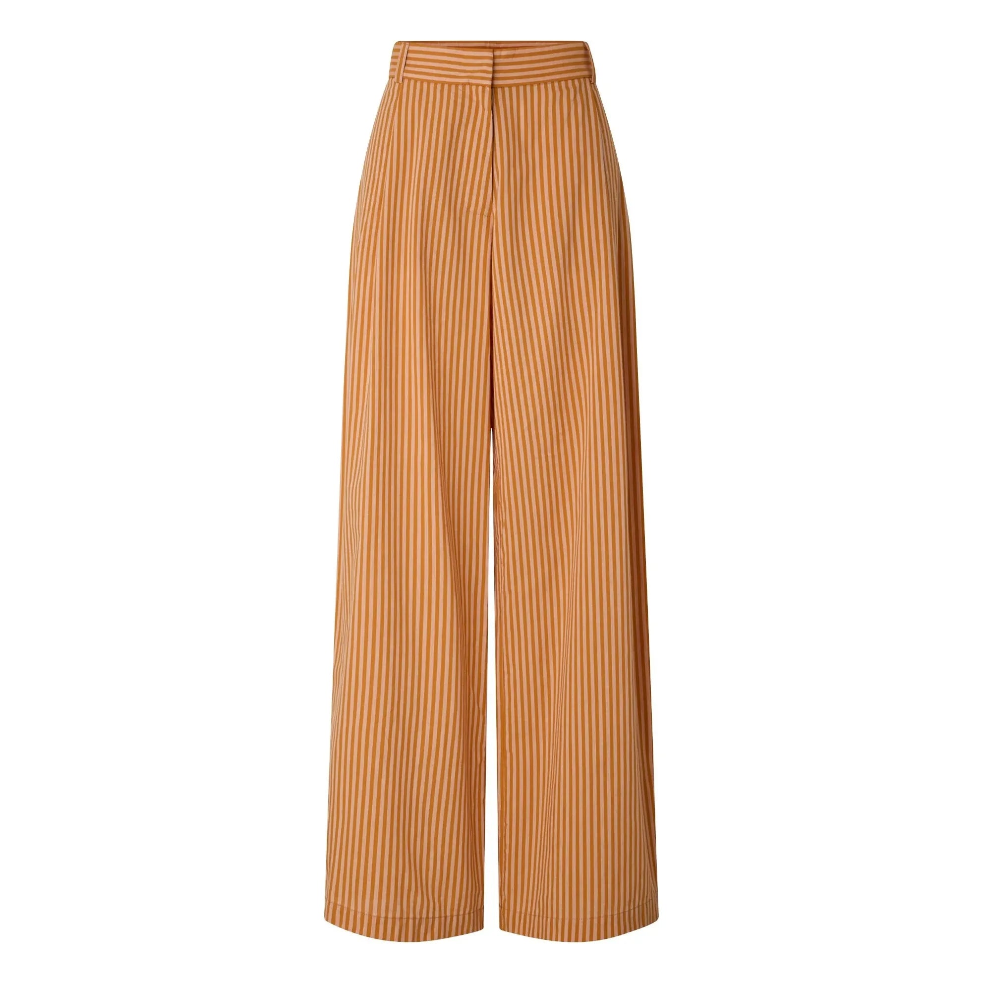 Sessùn - Provencia Cotton Striped Trousers | Orange