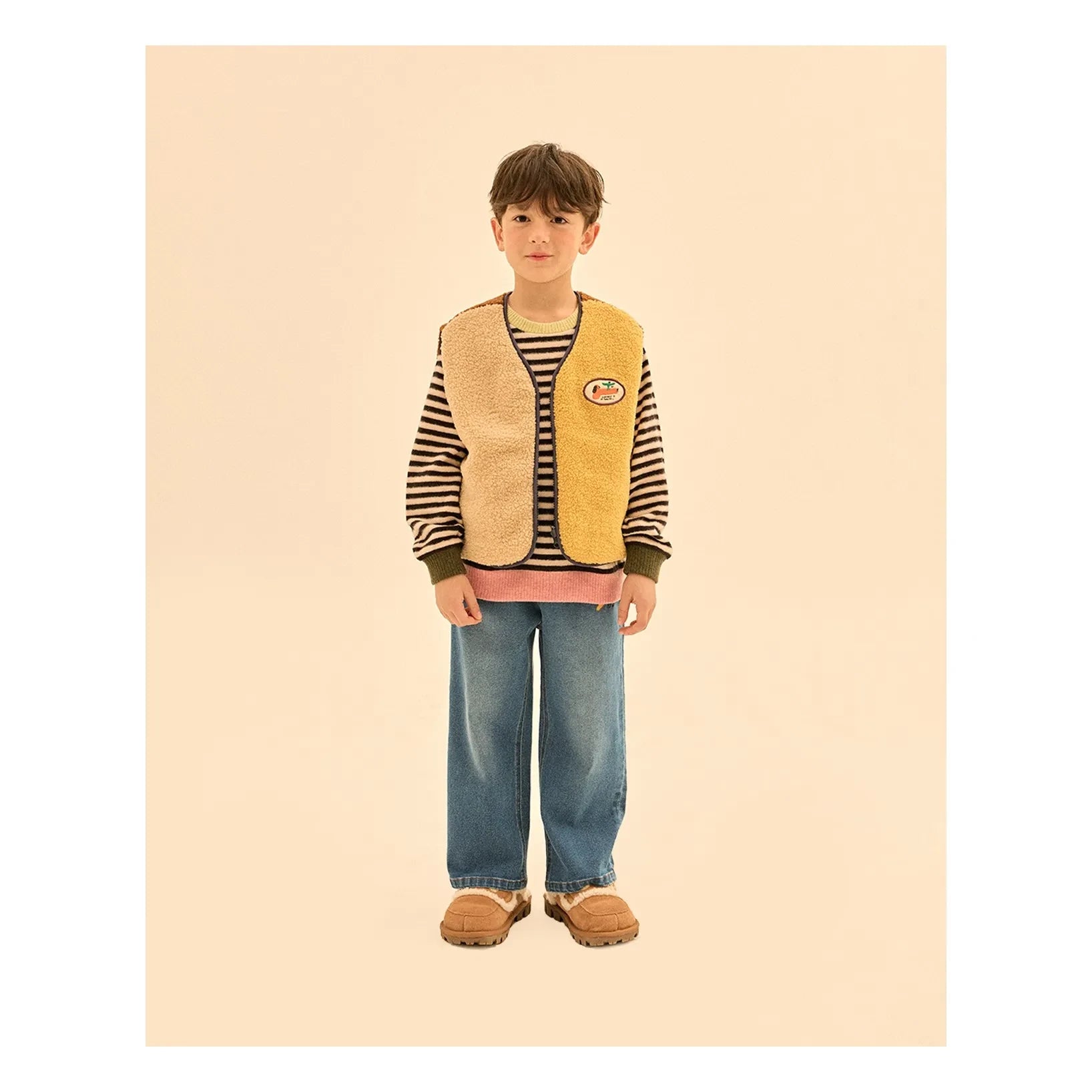 Jelly Mallow - Reversible Colorblock Sherpa-Style Sleeveless Jacket | Navy
