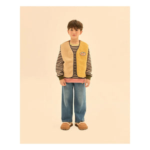 Jelly Mallow - Reversible Colorblock Sherpa-Style Sleeveless Jacket | Navy