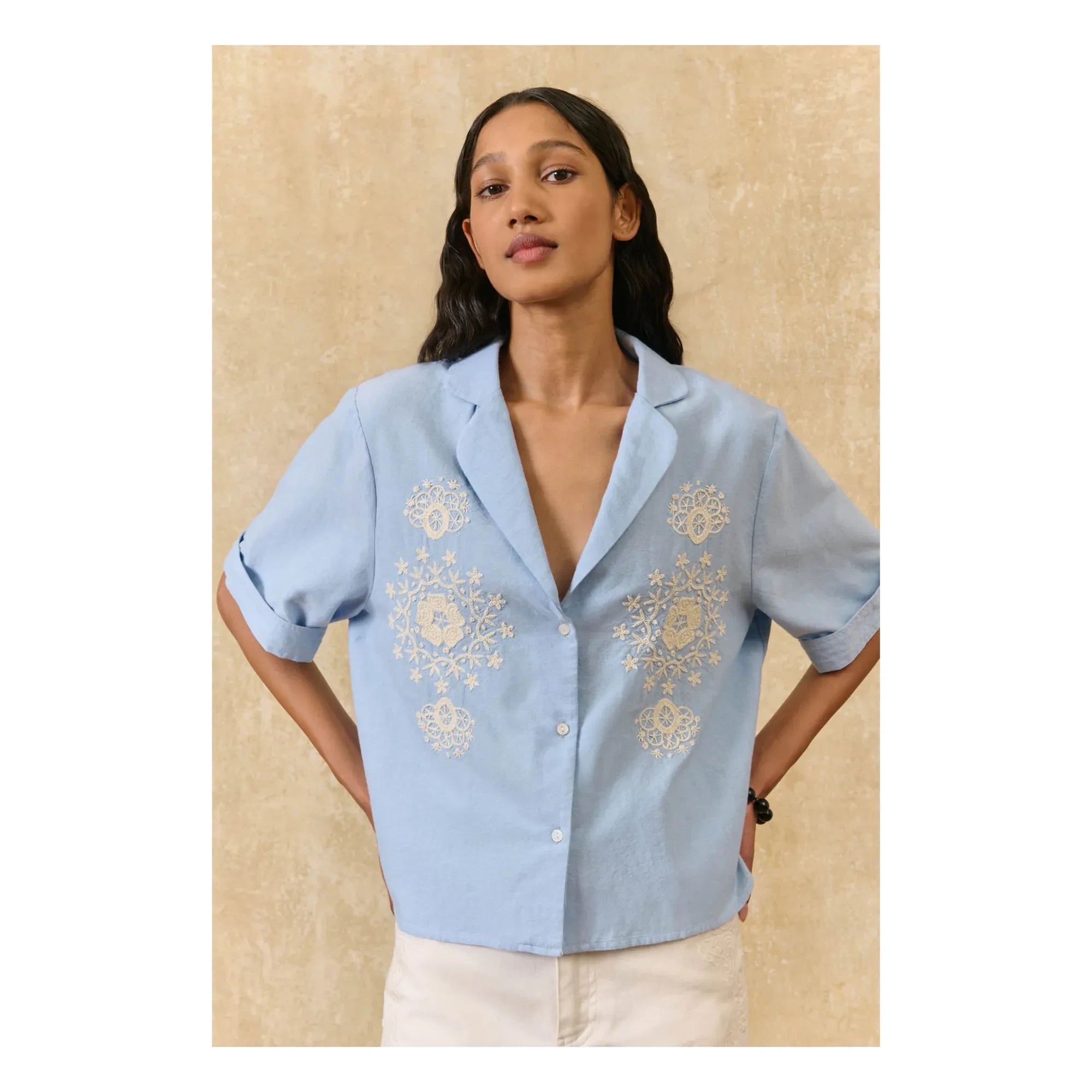 Louise Misha - Emilius organic cotton shirt | Light blue