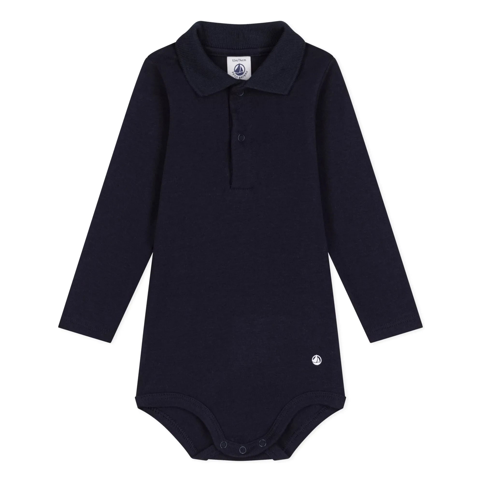 Petit Bateau - Polo Neck Bodysuit | Navy Blue