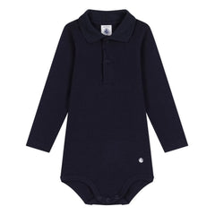 Petit Bateau - Polo Neck Bodysuit | Navy Blue