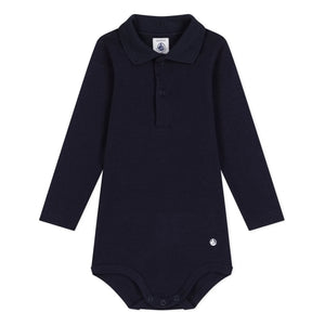 Petit Bateau - Polo Neck Bodysuit | Navy Blue