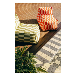 Nobodinoz - Matteo Tiles outdoor long pouf | Orange