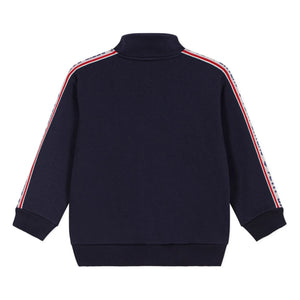 Petit Bateau - Contrast Striped Zip-up Sweatshirt | Night Blue